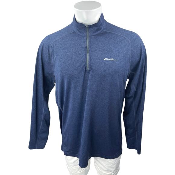 Eddie Bauer Men's Blue 1/4 Zip Long Sleeve High Neck Sweatshirt Sweater Top Sz L - Picture 1 of 5